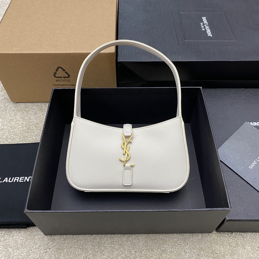 YSL LE 5 À 7 Mini Plain Platinum Underarm Bag