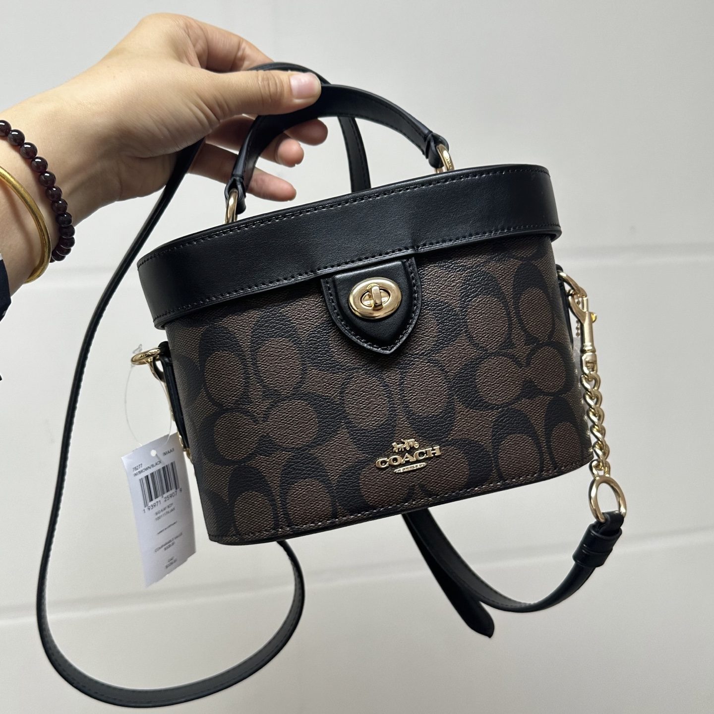 COACH Vintage Color-block Cowhide Cosmetic Bag