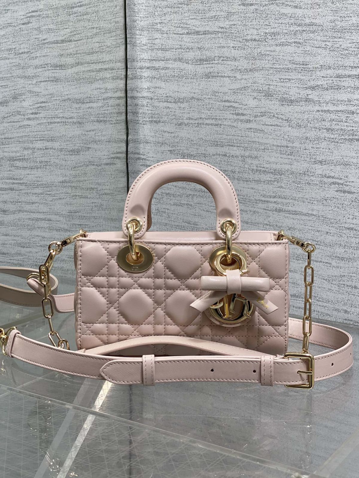 Dior Joy Mini Bow Bag Quilted Design Sheepskin Leather