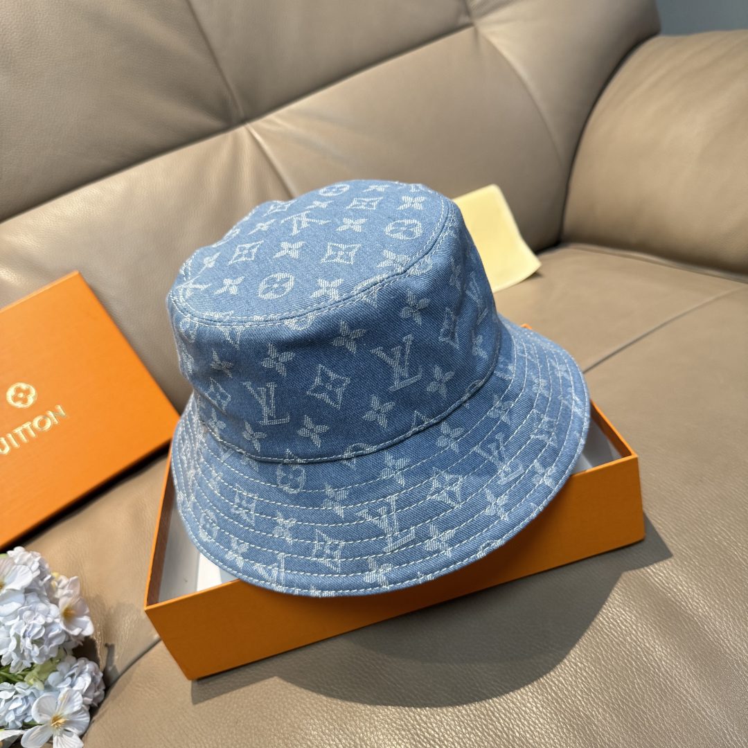 LV Classic Bucket Hat Denim Jacquard Fabric