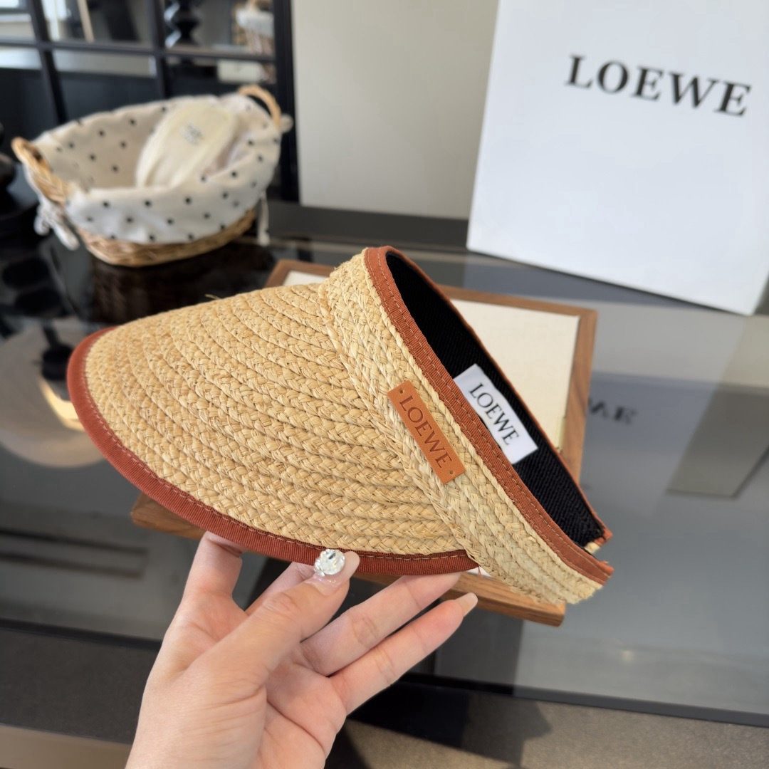 Loewe Straw Knit Visor Sun Hat