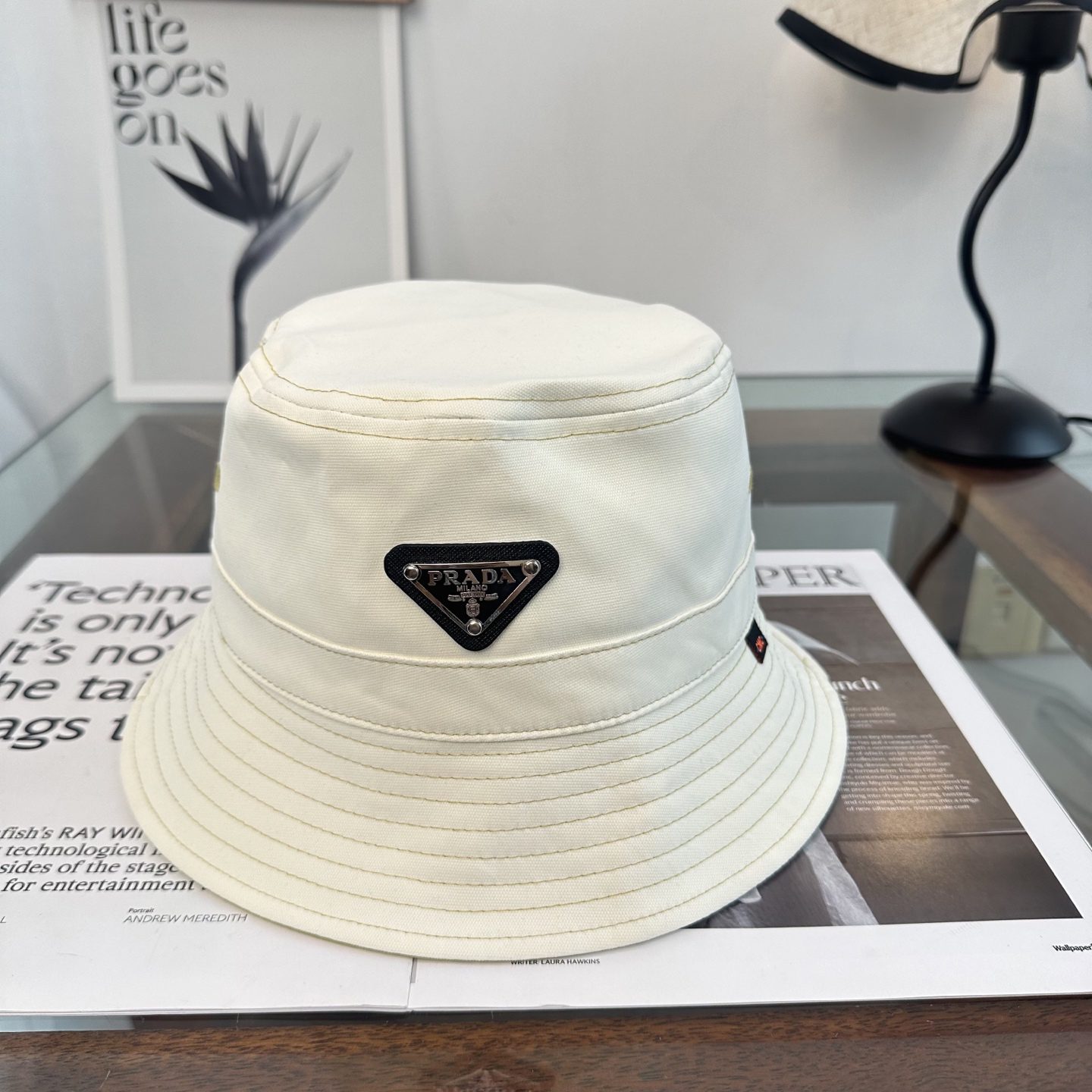 Prada Classic Triangle Logo Bucket Hat