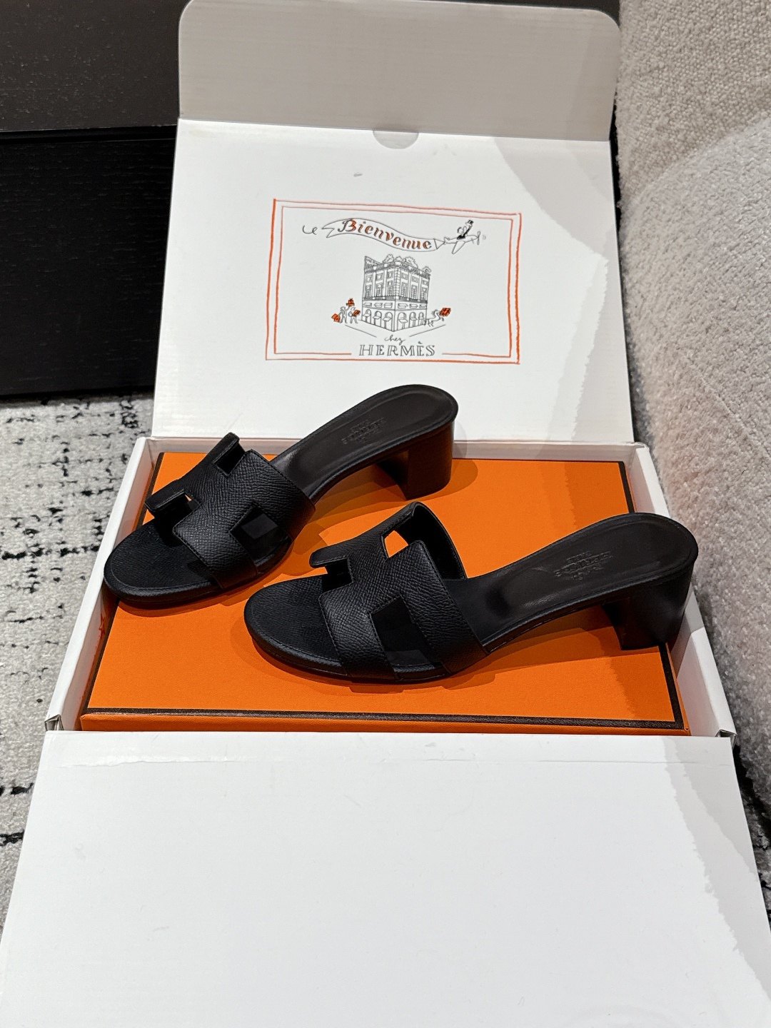 Hermes Oasis One-Strap Heeled Slippers
