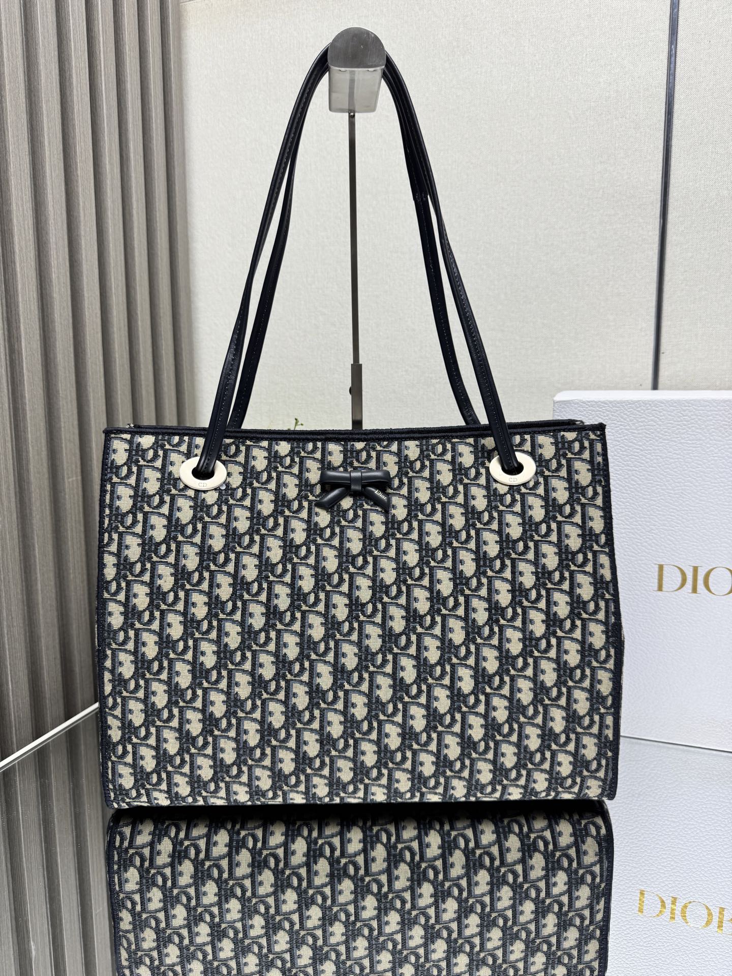 Dior Oblique Canvas Bow Accent Tote Bag