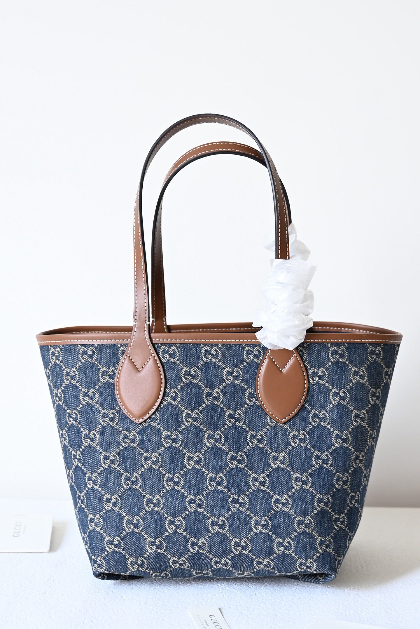Gucci Totissima Denim Vintage Tote Shopping Bag