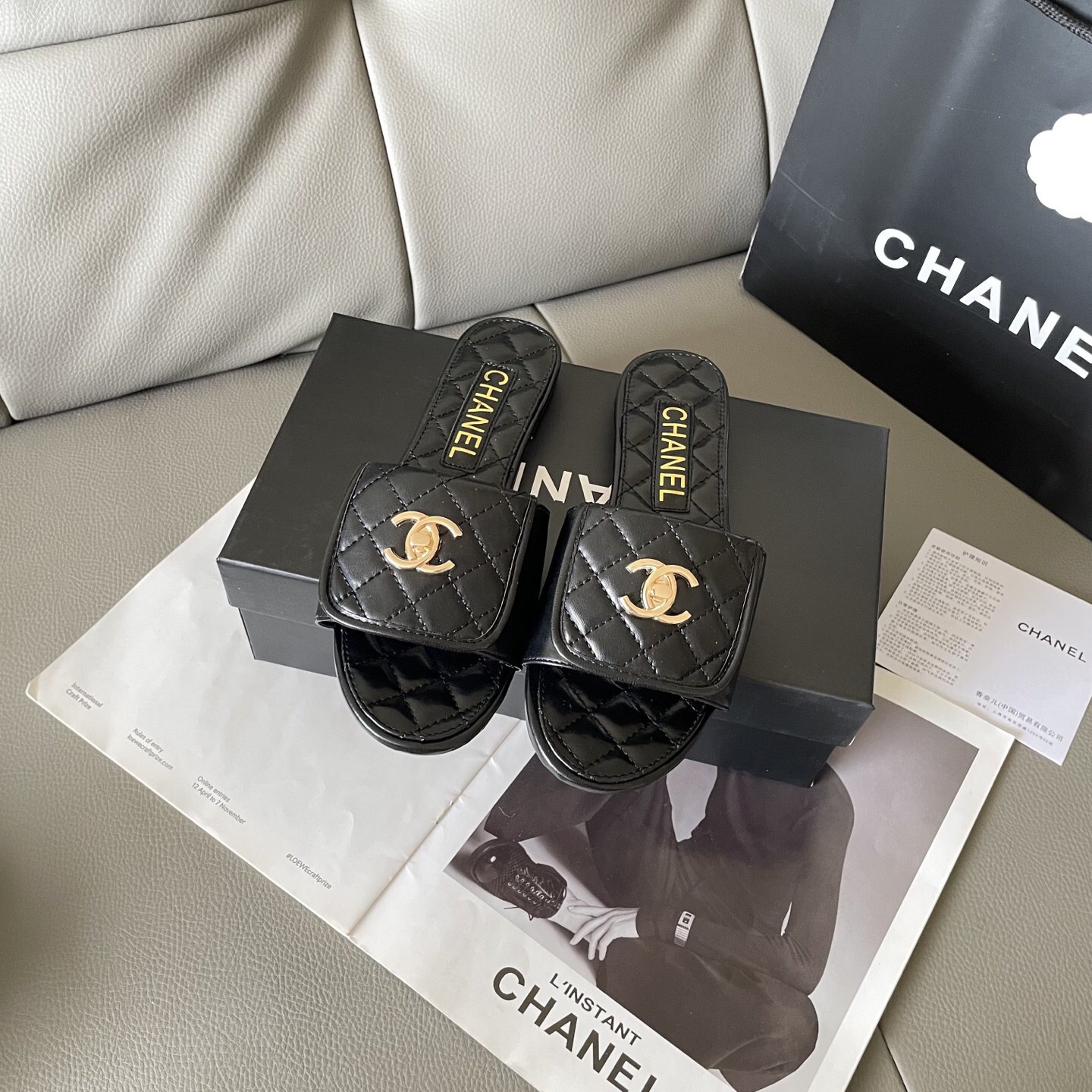 Chanel CC Turnlock Flat Slide Sandals Women