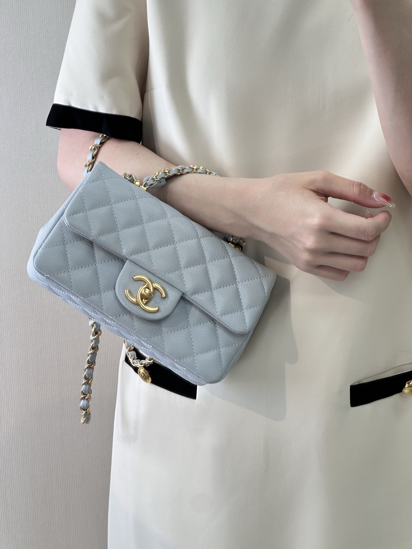 Chanel CF Mini Grained Calfskin Crossbody Handbag