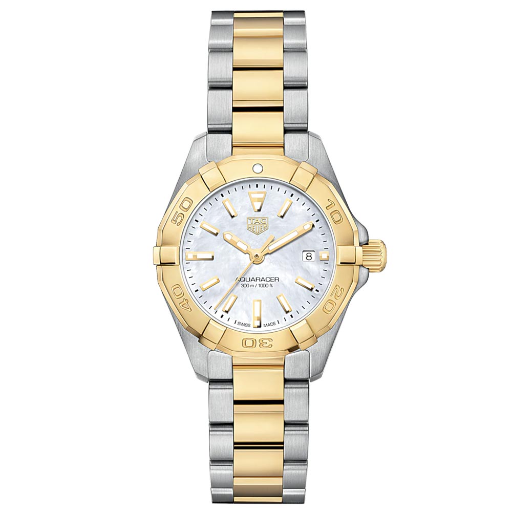 TAG Heuer Aquaracer 27mm MOP Dial 18ct Gold PVD Steel Two Tone Quartz Ladies Watch WBD1420 BB0321
