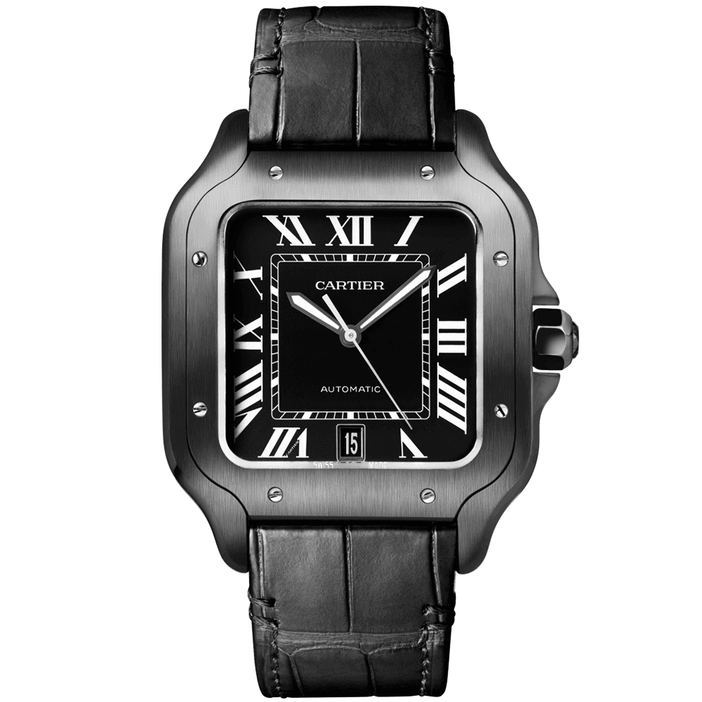 Santos de Cartier Large ADLC Black Dial Strap Men's Automatic Watch