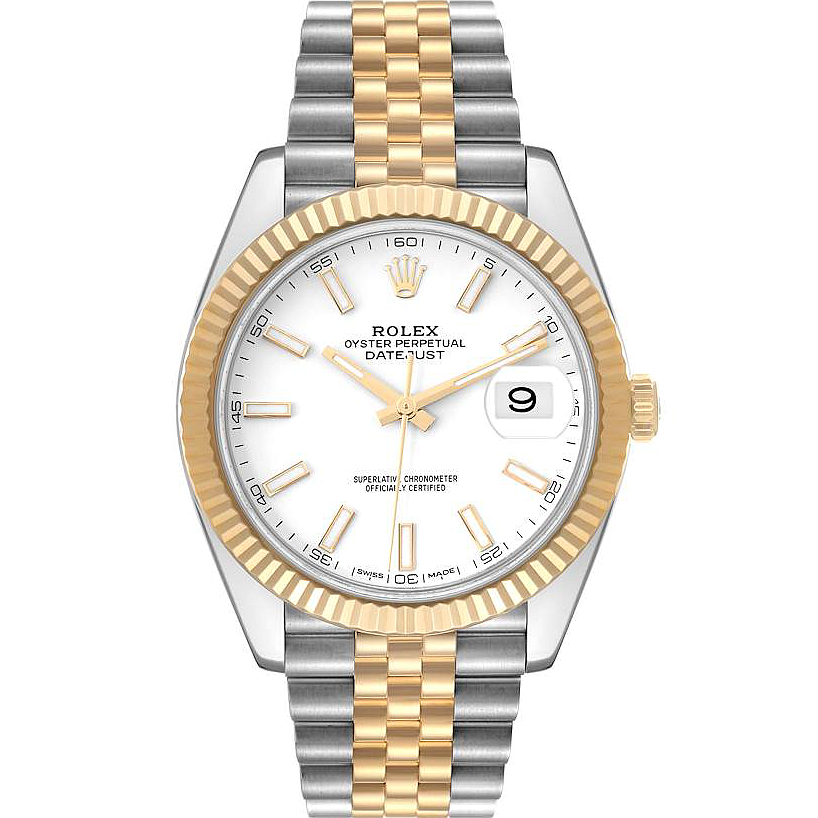 Rolex Datejust 41 Steel Yellow Gold White Dial Mens Watch 126333