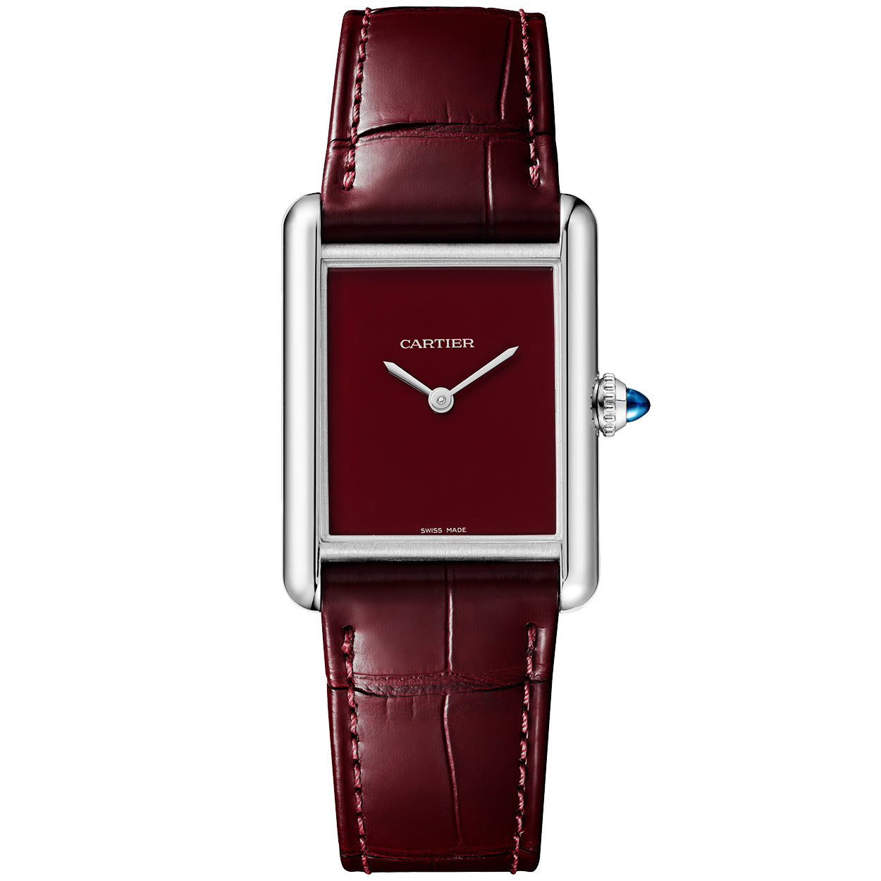 Cartier Tank Must Red Dial Leather Strap Watch