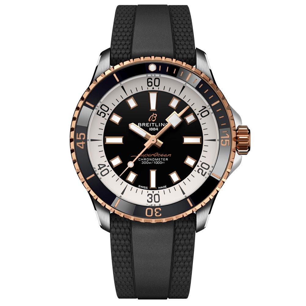 Breitling Superocean 42mm Black Dial 18ct Red Gold Steel Automatic Gents Watch U17375211B1S1