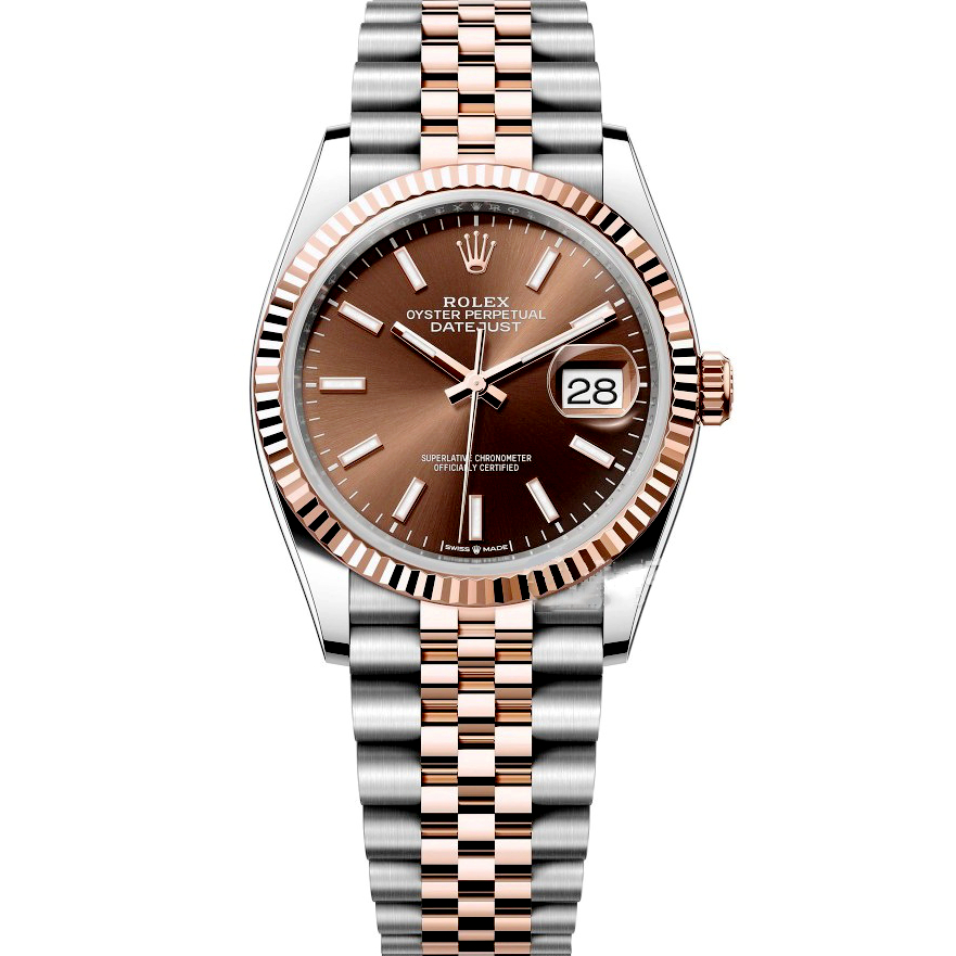 Rolex DateJust 41 126331 Stainless Steel 18k Rose Gold Chocolate Dial Watch