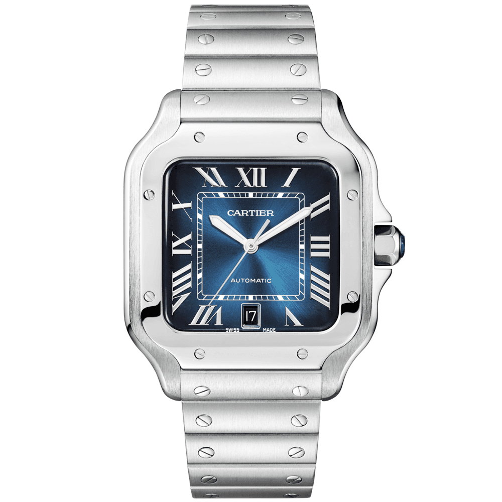 Santos de Cartier Large Automatic Steel Bracelet Strap Watch