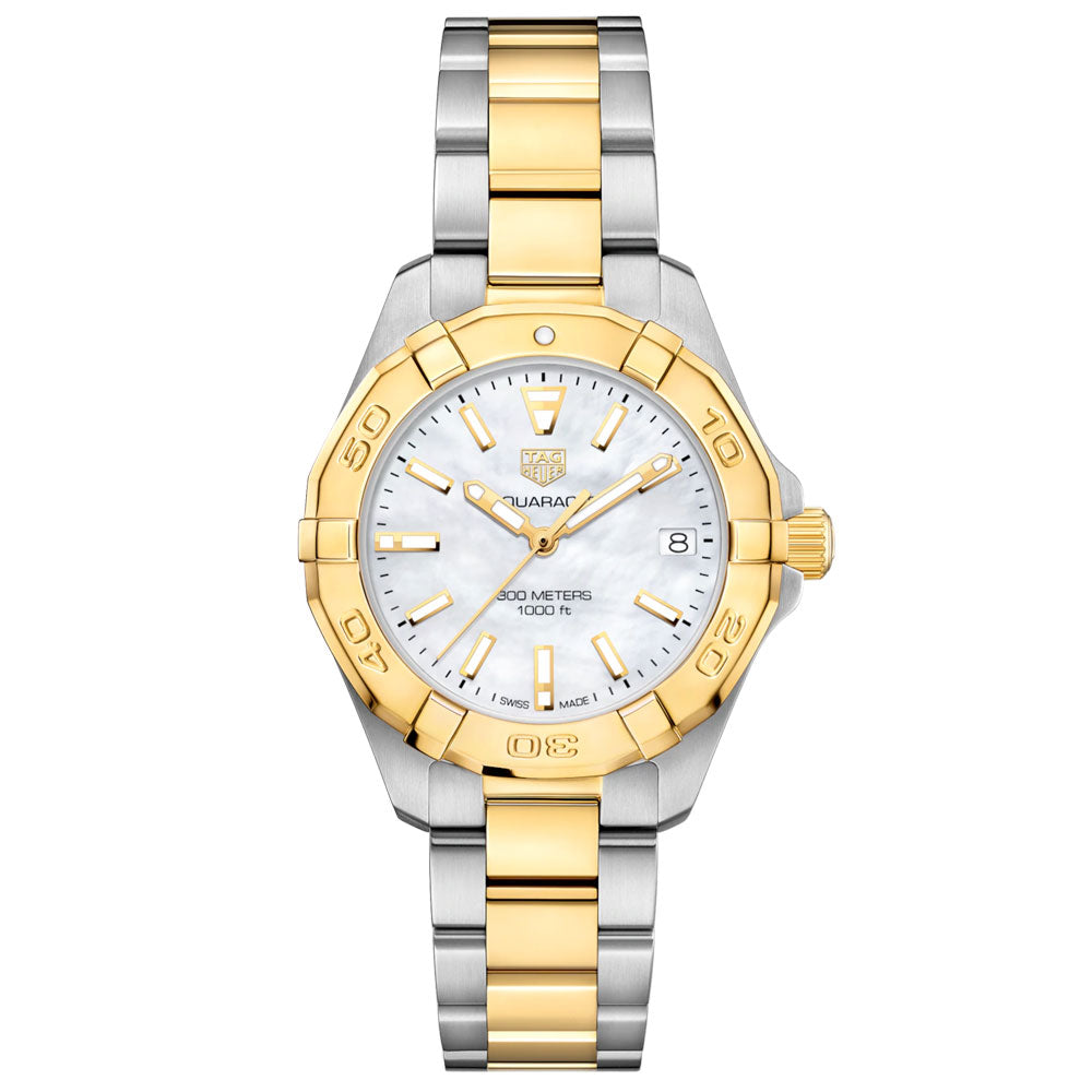 TAG Heuer Aquaracer 32mm MOP Dial 18ct Gold PVD Steel Two Tone Quartz Ladies Watch WBD1320 BB0320