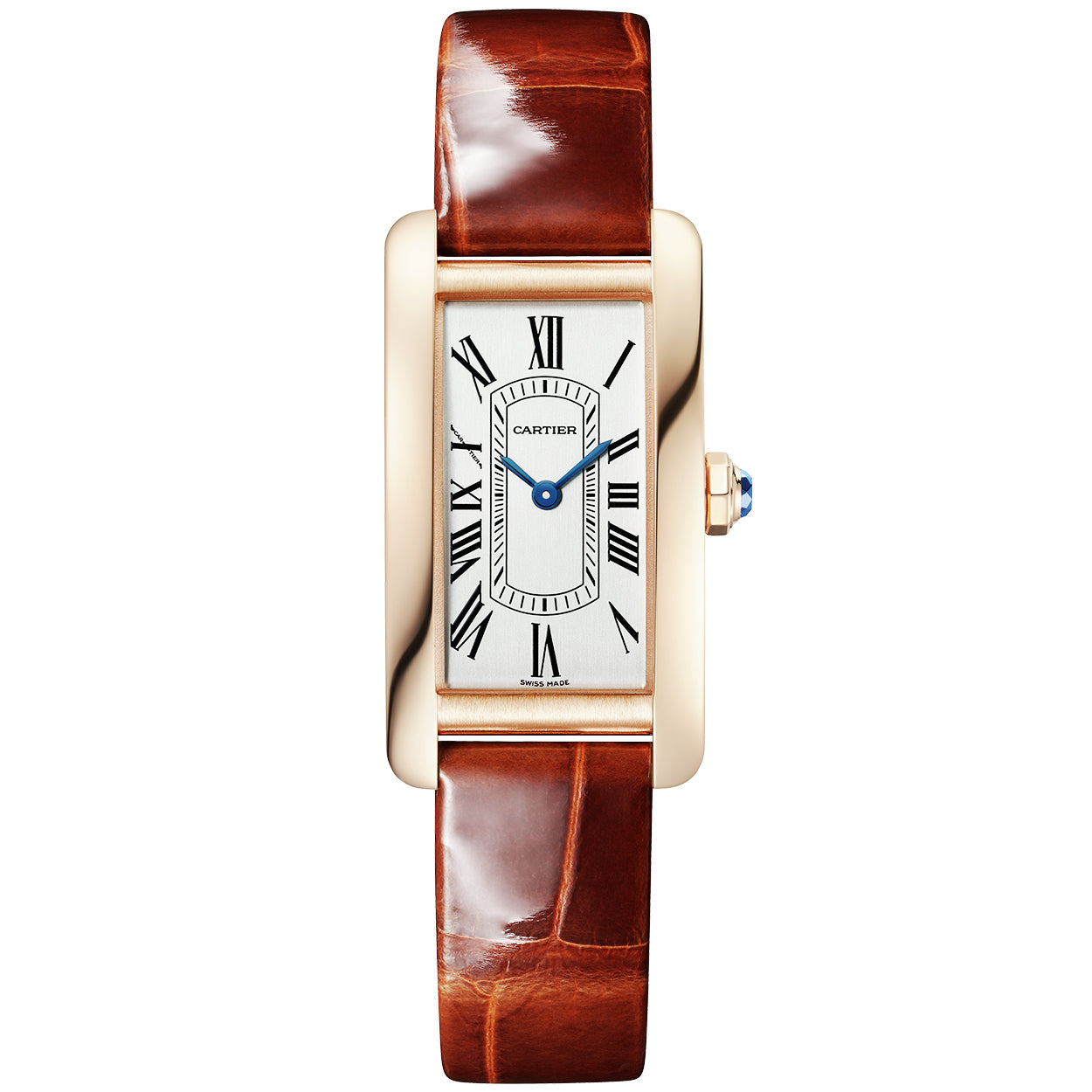 Cartier Tank Americaine Small 18ct Rose Gold Leather Strap Watch