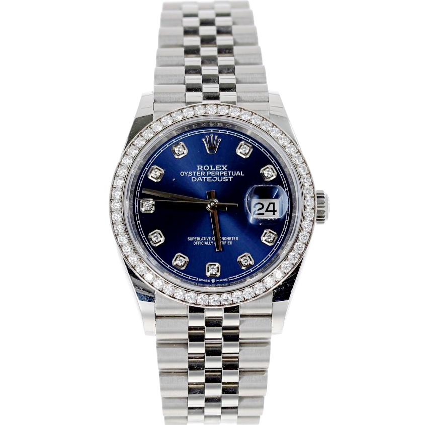 Rolex Datejust 36 126284RBR 0029 in Oystersteel White Gold with Diamond Set Bezel