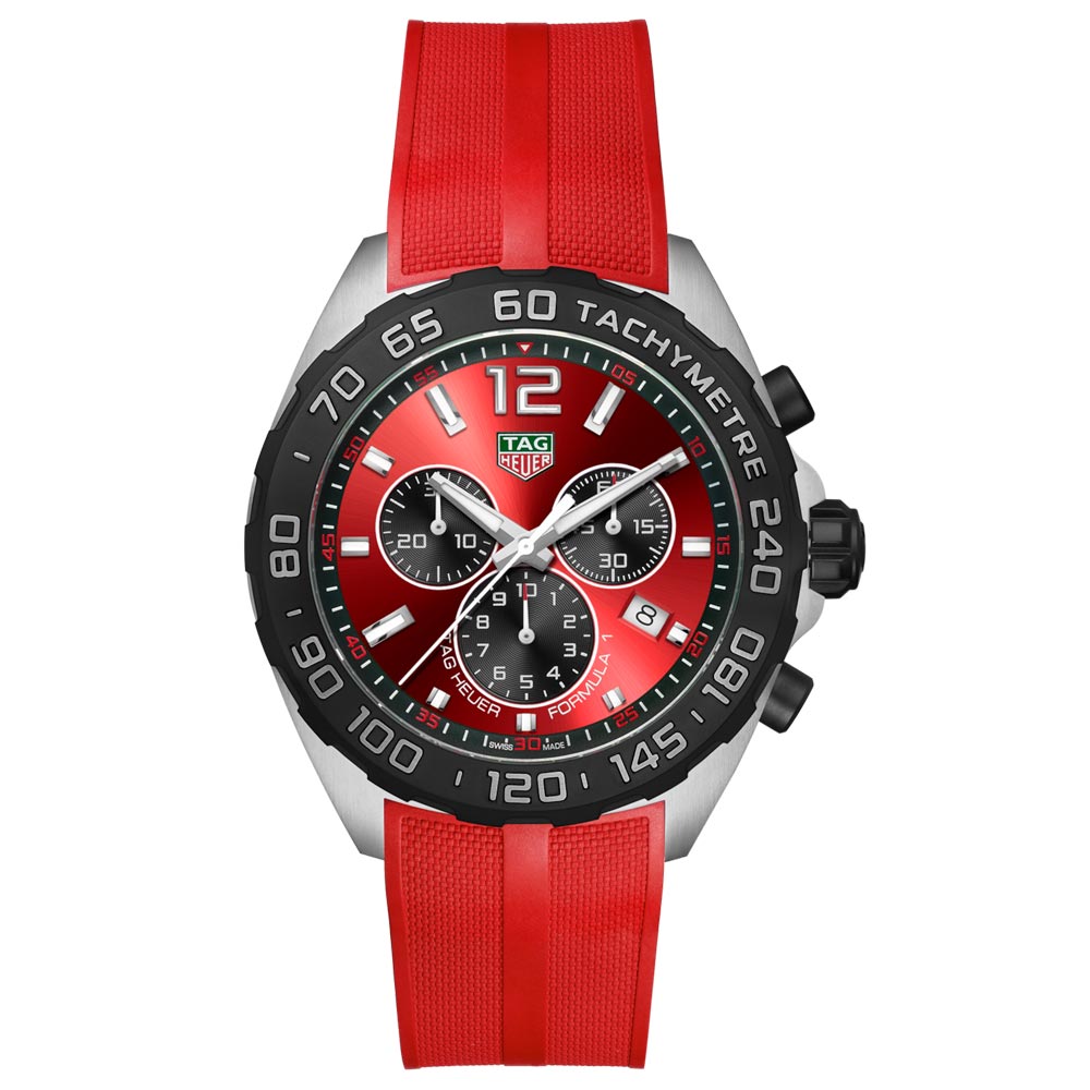 TAG Heuer Formula 1 43mm Red Dial Quartz Chronograph Gents Watch CAZ101AN FT8055