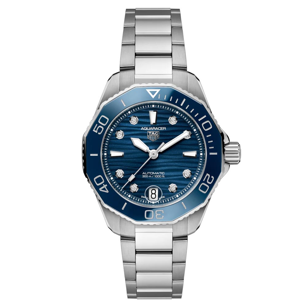 TAG Heuer Aquaracer Professional 300 36mm Blue Dial Diamond Automatic Watch WBP231B BA0618