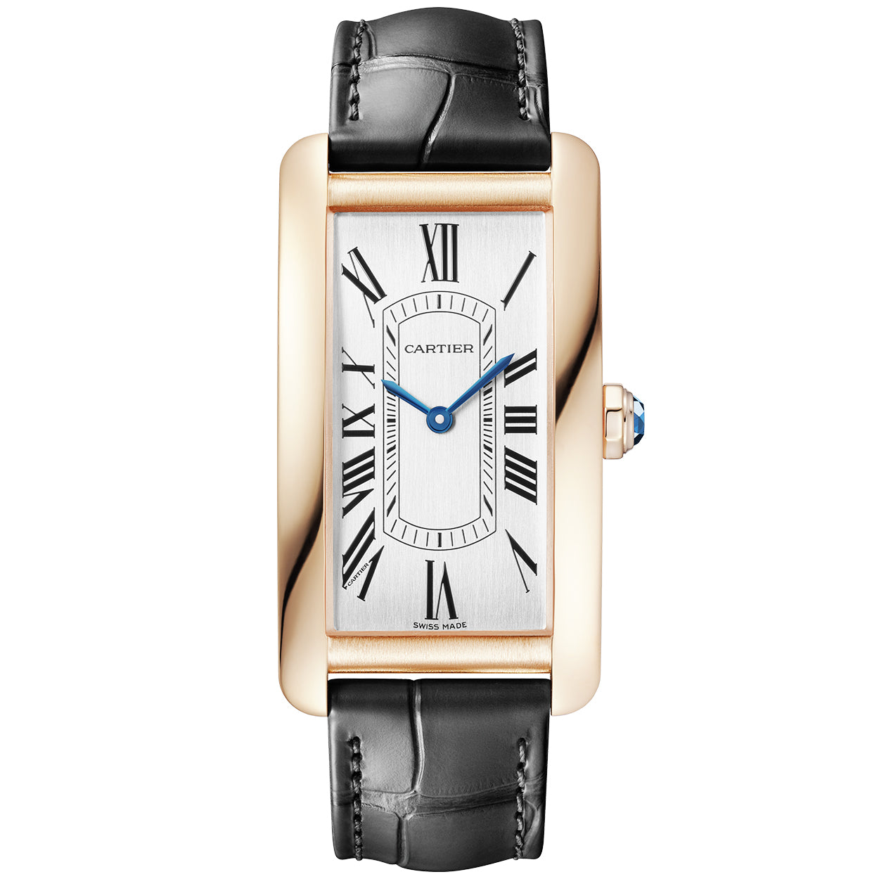 Cartier Tank Americaine Large 18ct Rose Gold Leather Strap Watch