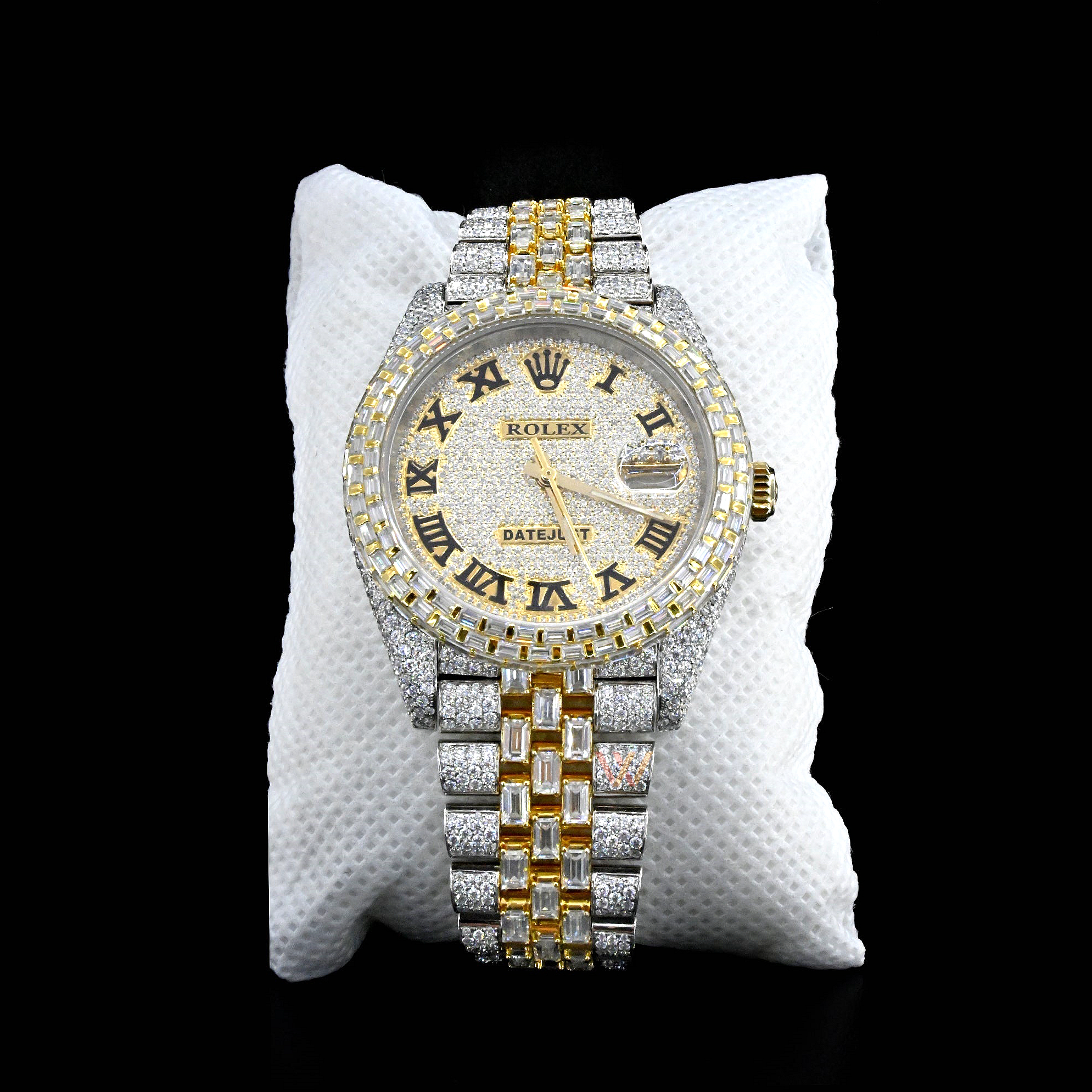 Rolex Date Just 41mm Jubilee Band Two Tone Iced Out Watch