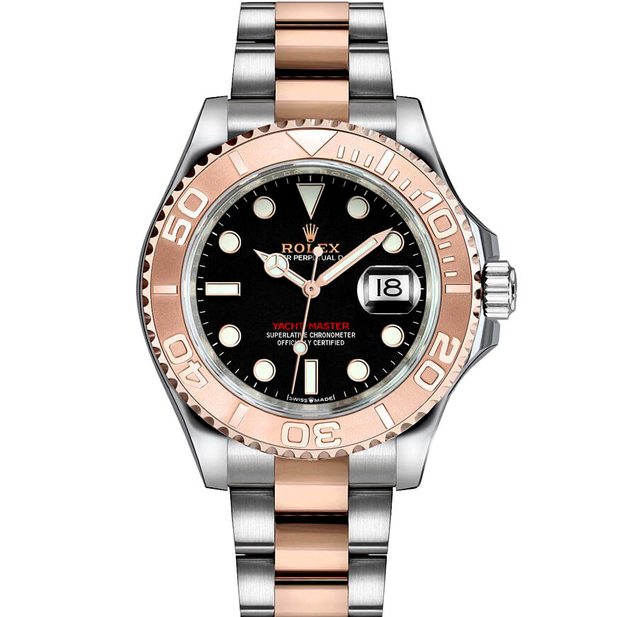 Rolex Yacht Master 40 Rose Gold Steel Black Dial Watch 126621