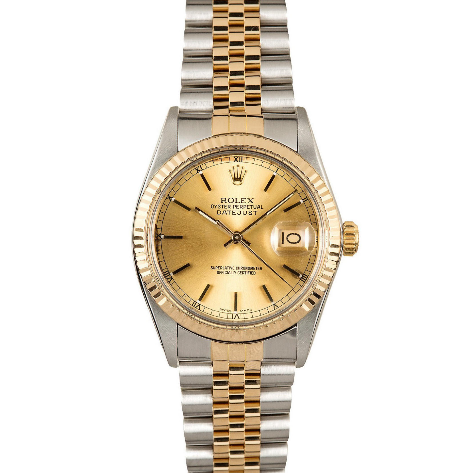 Rolex DateJust 36 16013 Gold Dial 18k Yellow Gold Watch