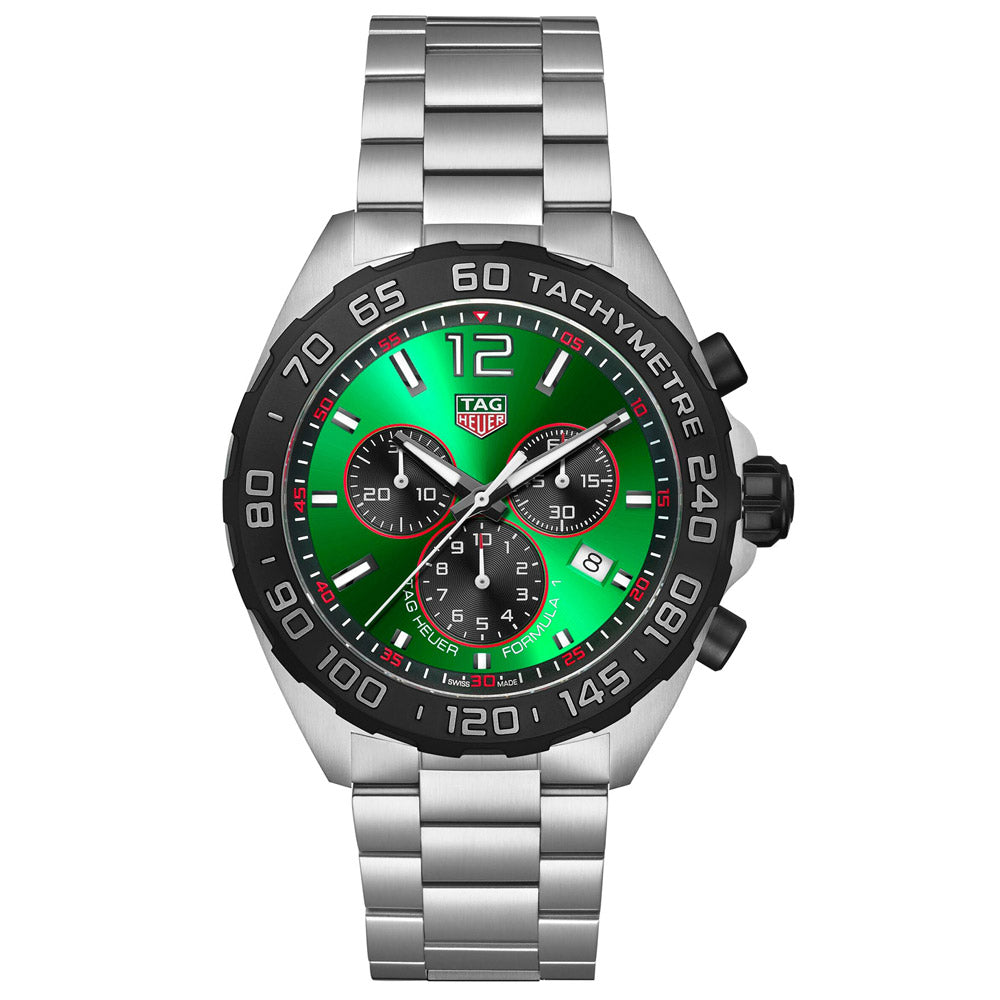 TAG Heuer Formula 1 43mm Green Dial Quartz Chronograph Gents Watch CAZ101AP BA0842