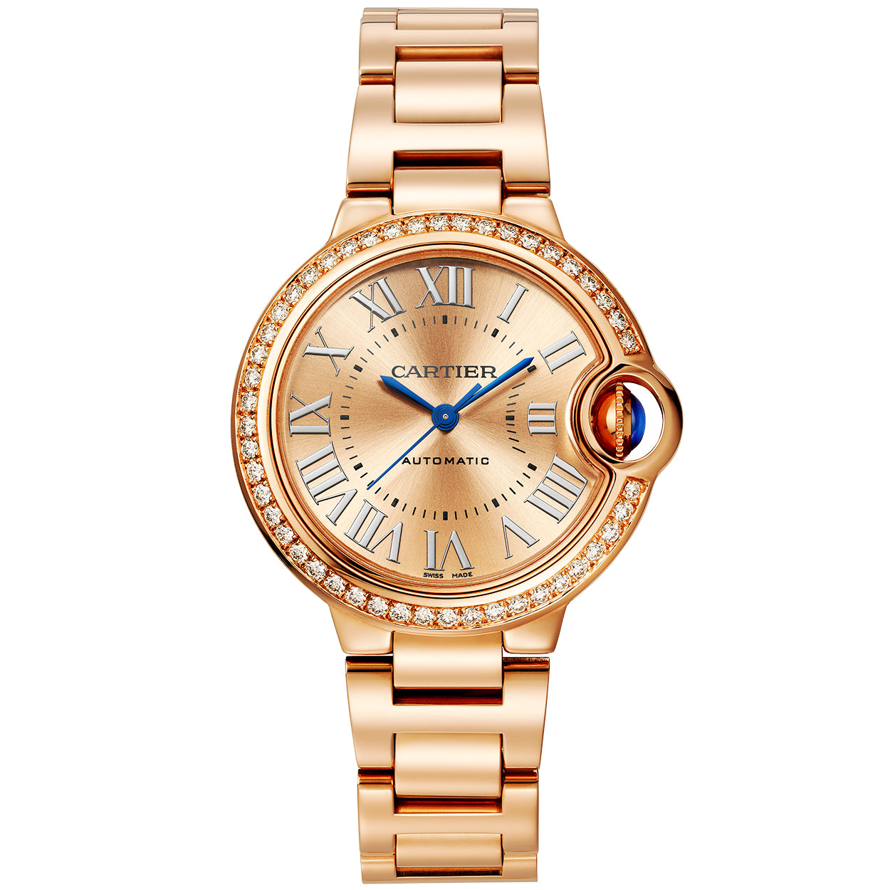 Ballon Bleu de Cartier 33mm 18ct Rose Gold Dial Diamond Set Bracelet Watch