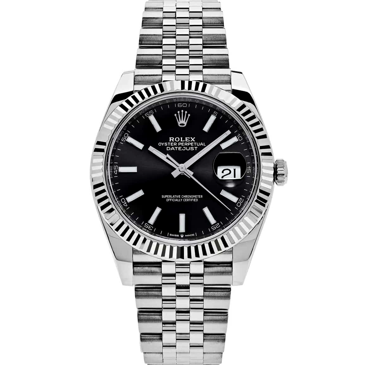 Rolex Datejust 41 126334 Black Baton Dial Jubilee Watch