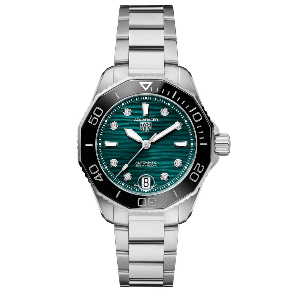 TAG Heuer Aquaracer Professional 300 36mm Blue Dial Diamond Automatic Ladies Watch WBP231G BA0618