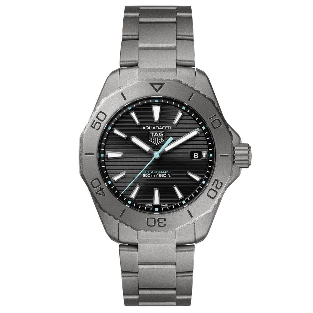 TAG Heuer Aquaracer Professional 200 Solargraph 40mm Black Dial Titanium Quartz Gents Watch WBP1180 BF0000