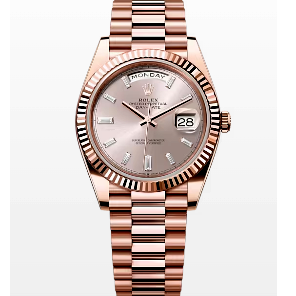 Rolex Day Date 128235 Pink Diamond Dial 36mm Everose Gold Watch