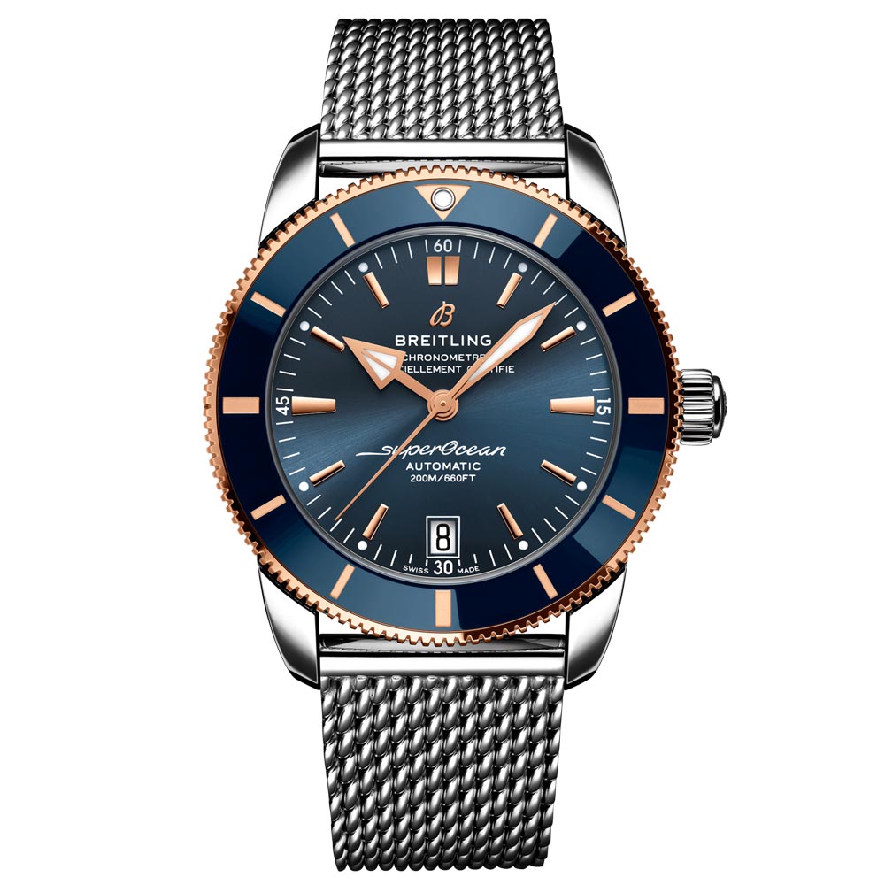 Breitling Superocean Heritage B20 42mm Blue Dial 18ct Red Gold Steel Automatic Gents Watch UB2010161C1A1