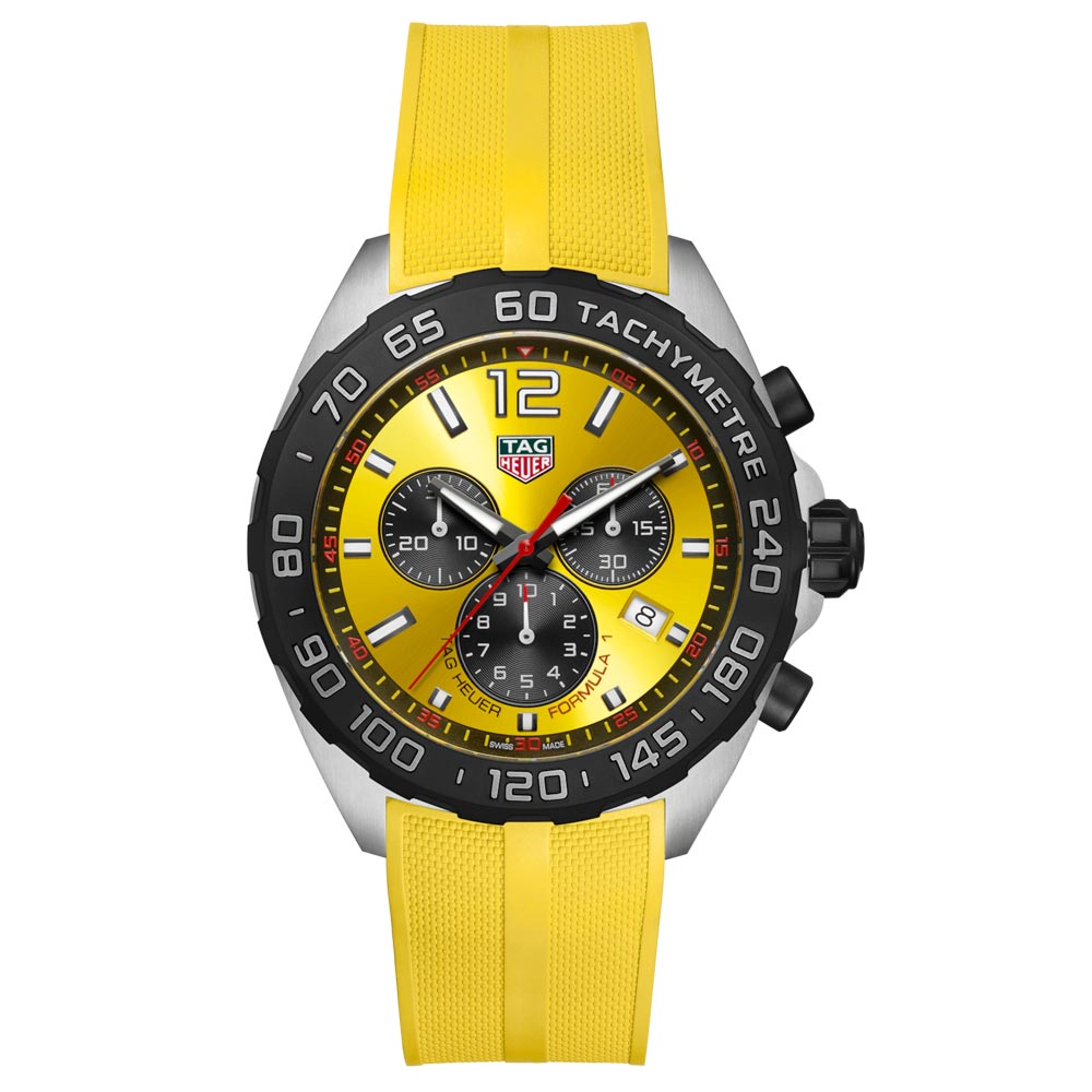 TAG Heuer Formula 1 43mm Yellow Dial Quartz Chronograph Gents Watch CAZ101AM FT8054