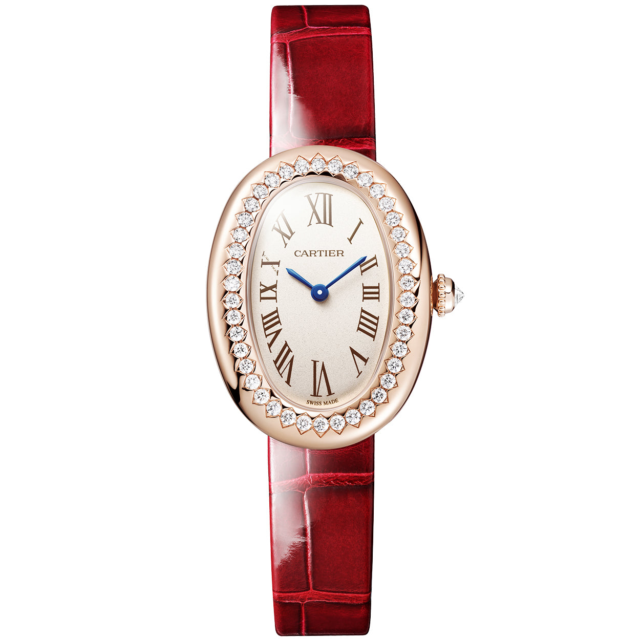 Cartier Baignoire Small 18ct Rose Gold Diamond Set Ladies Strap Watch
