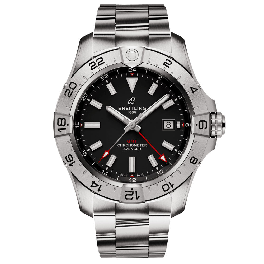 Breitling Avenger 44mm GMT Black Dial Automatic Gents Watch A32320101B1A1