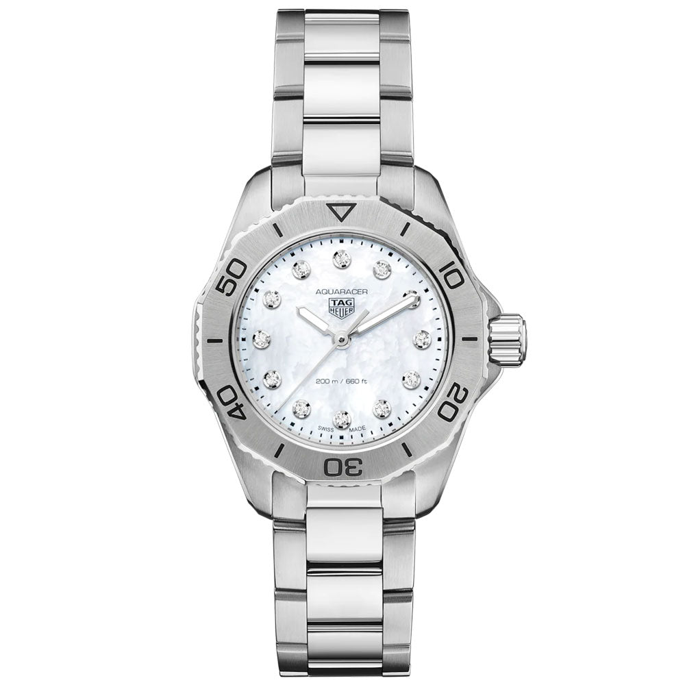 TAG Heuer Aquaracer Professional 200 30mm MOP Dial Diamond Quartz Ladies Watch WBP1416 BA0622