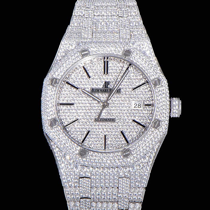 Audemars Piguet Royal Oak Selfwinding Silver 15400 Iced Out Watch