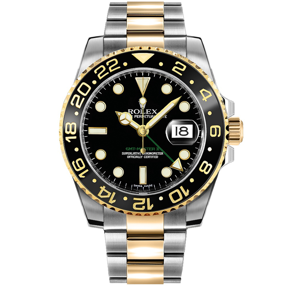 Rolex GMT Master II 116713LN Steel Gold Black Dial