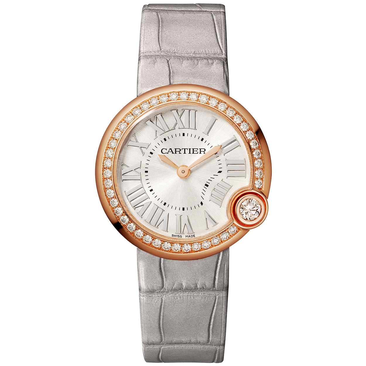 Ballon Blanc de Cartier 30mm 18ct Rose Gold Diamond Set Bezel Watch