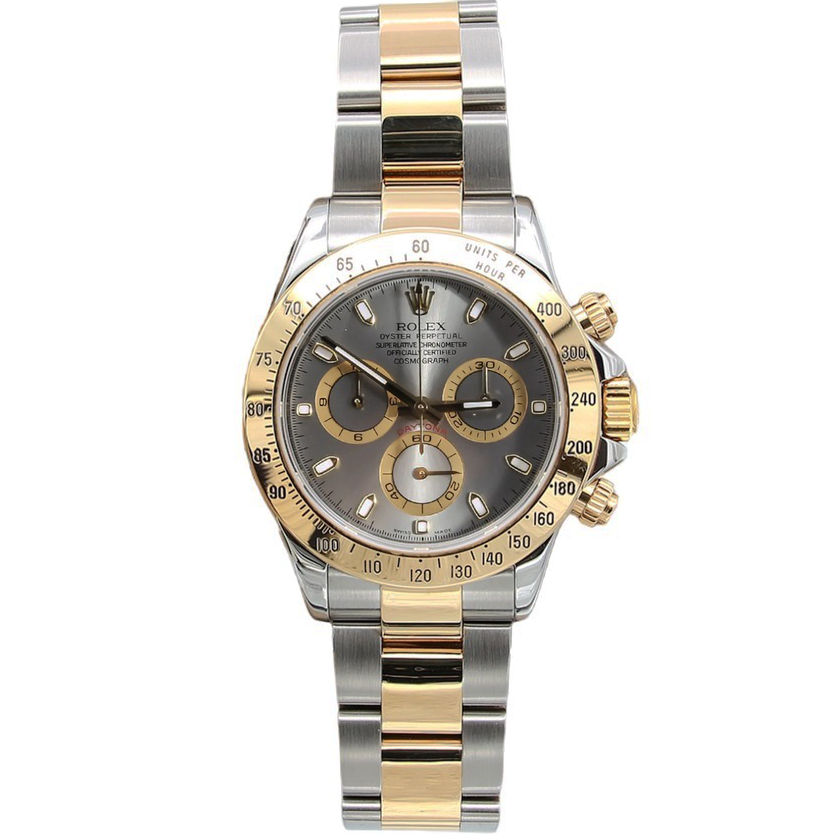 Rolex Cosmograph Daytona Gold with Bracelet and Grey Sunburst Dial