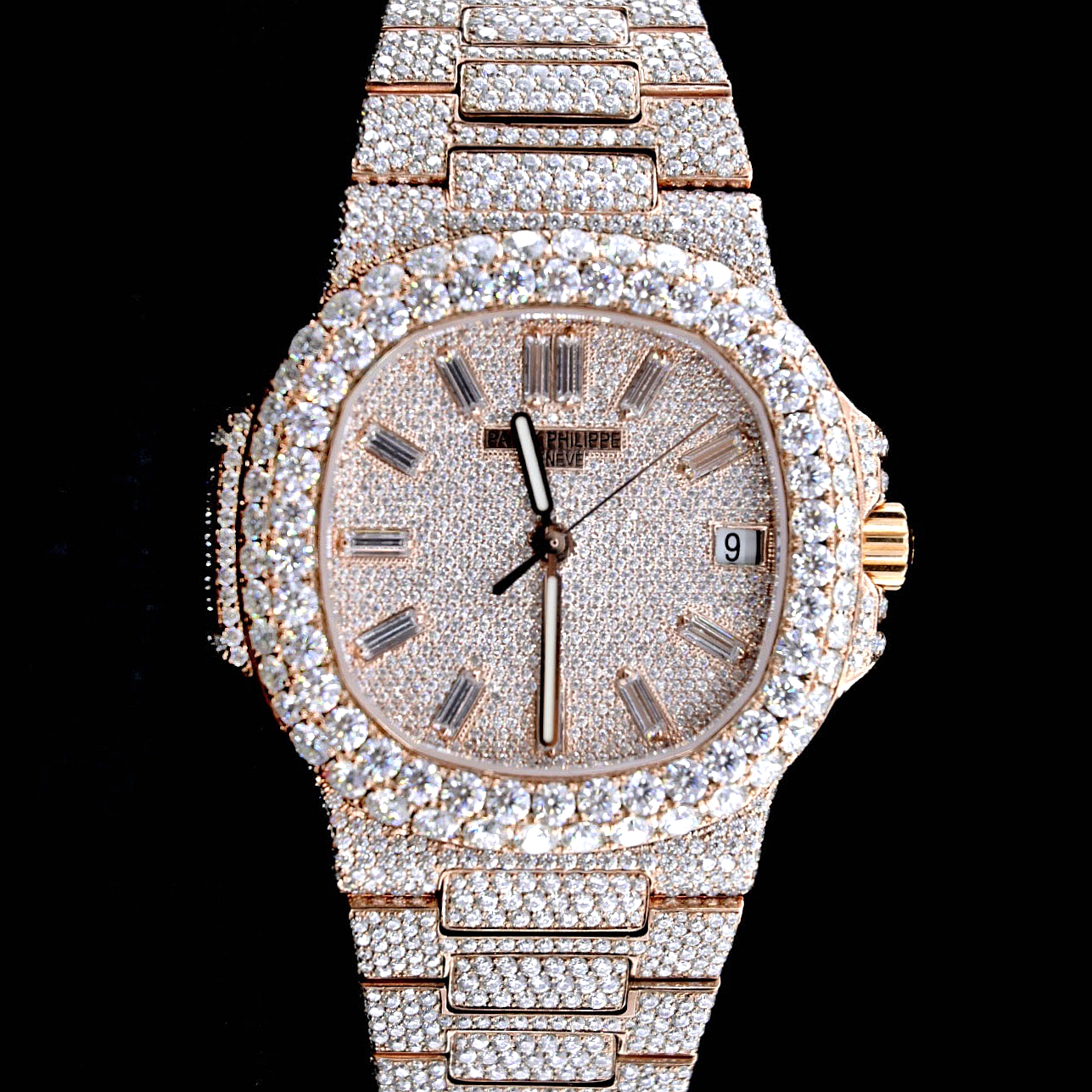 Patek Philippe Nautilus 571 Iced Out Rose Gold Watch
