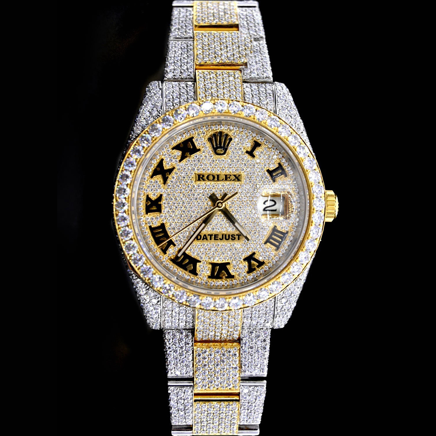 Rolex Date Just 41mm Oyster Band With Stainless Steel Iced Out Watch 02