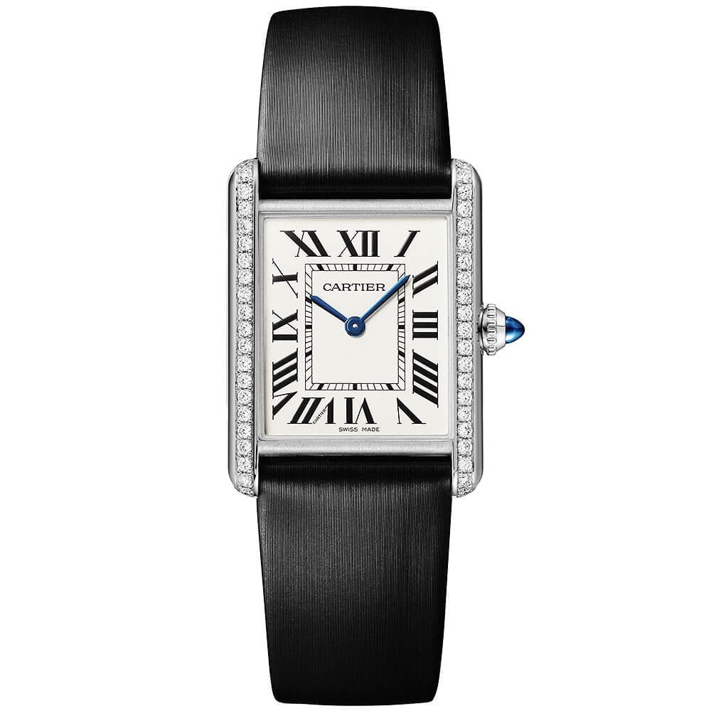Cartier Tank Must Large Diamond Set Leather Strap Watch