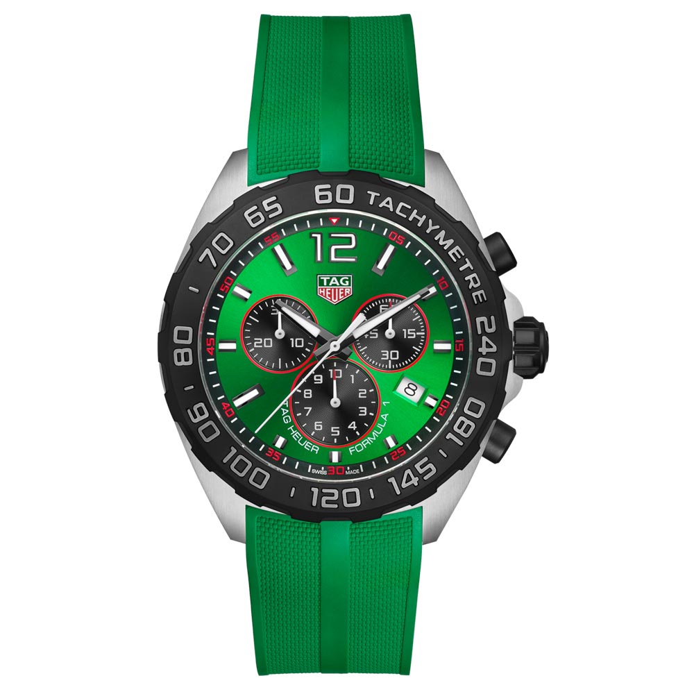 TAG Heuer Formula 1 43mm Green Dial Quartz Chronograph Gents Watch CAZ101AP FT8056