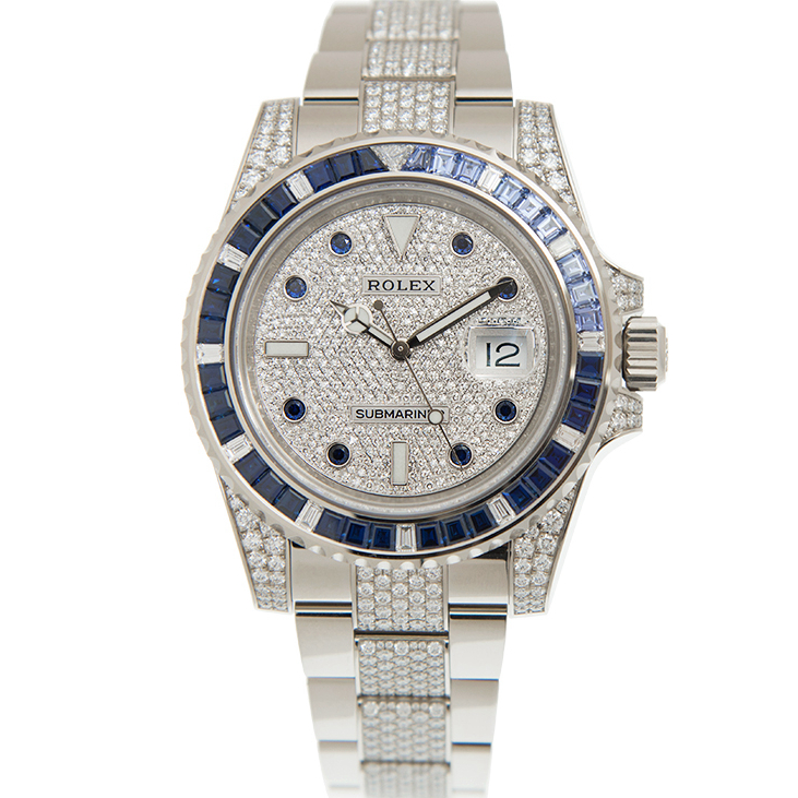 Rolex Submariner Date 116659 SABR 18K White Gold Diamonds Sapphires