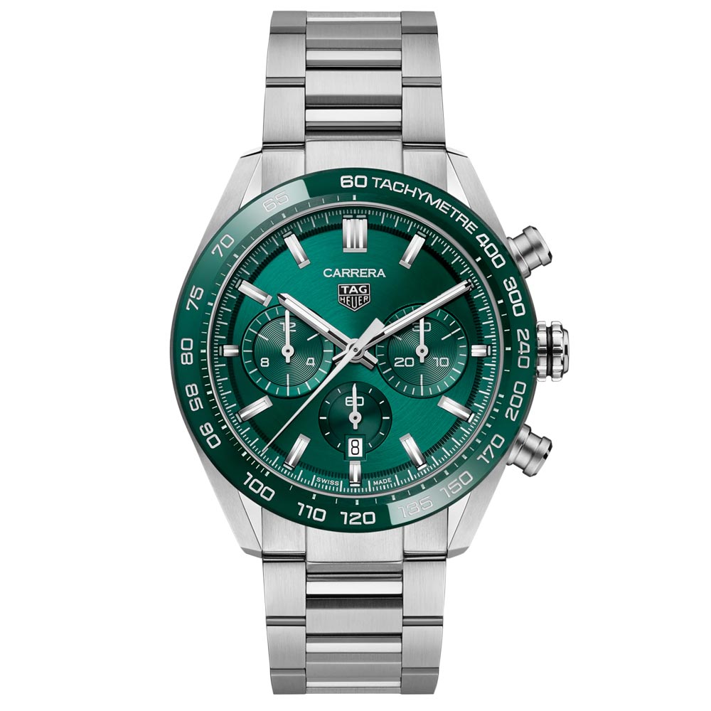TAG Heuer Carrera 44mm Green Dial Automatic Chronograph Gents Watch CBN2A1N BA0643