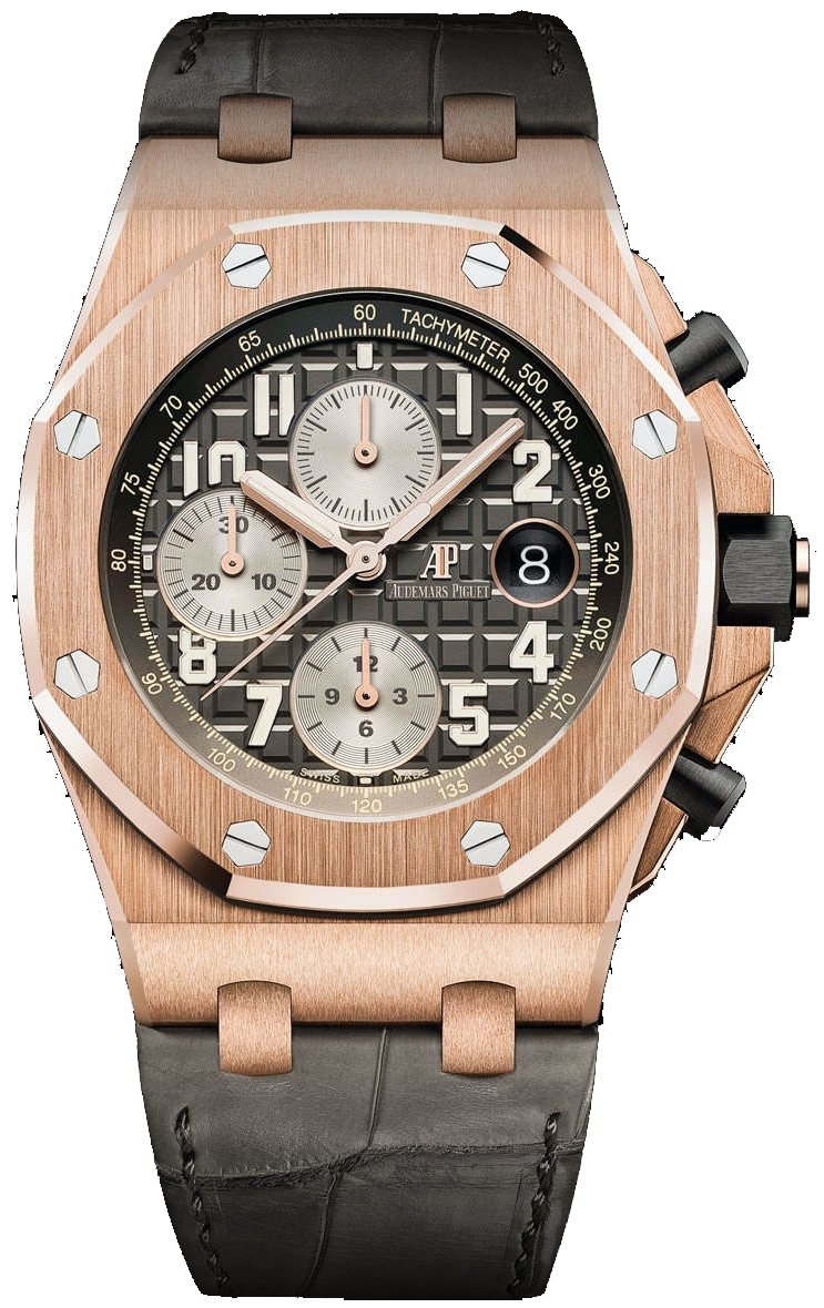 Royal Oak Offshore Chronograph Rose Gold Crocodile Skin Bracelet