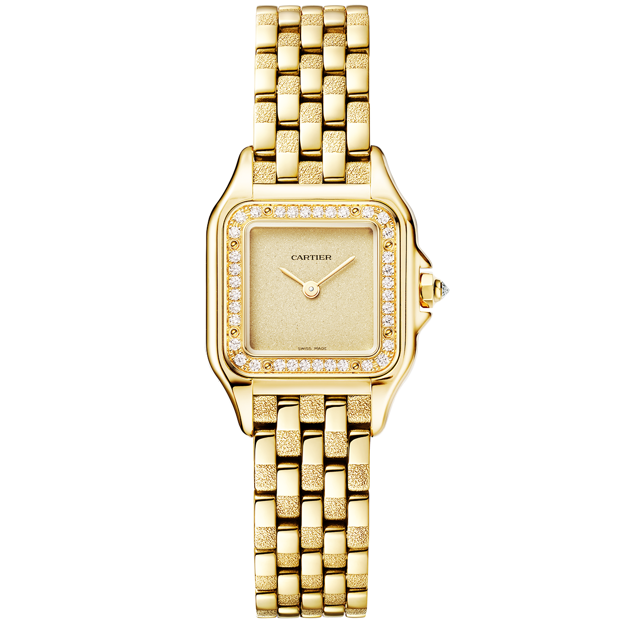 Panthere de Cartier Small 18ct Yellow Gold Grained Dial Diamond Set Watch